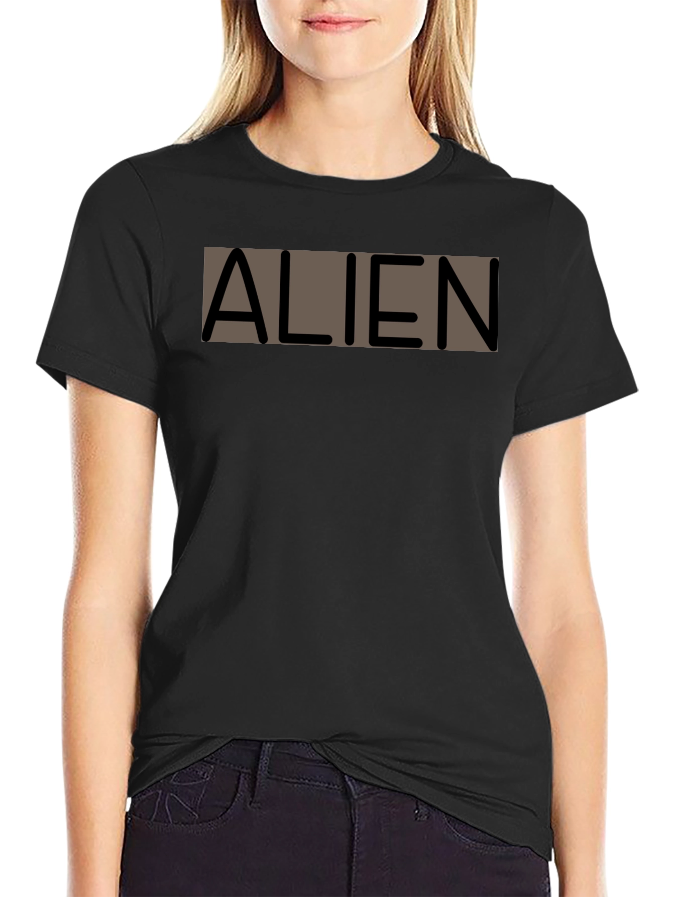 Alien Graphic Print Black T-Shirt
