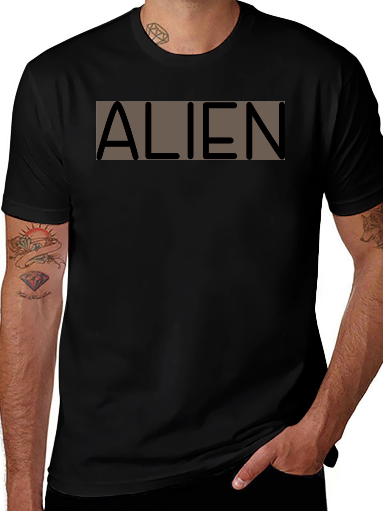 Alien Graphic Print Black T-Shirt