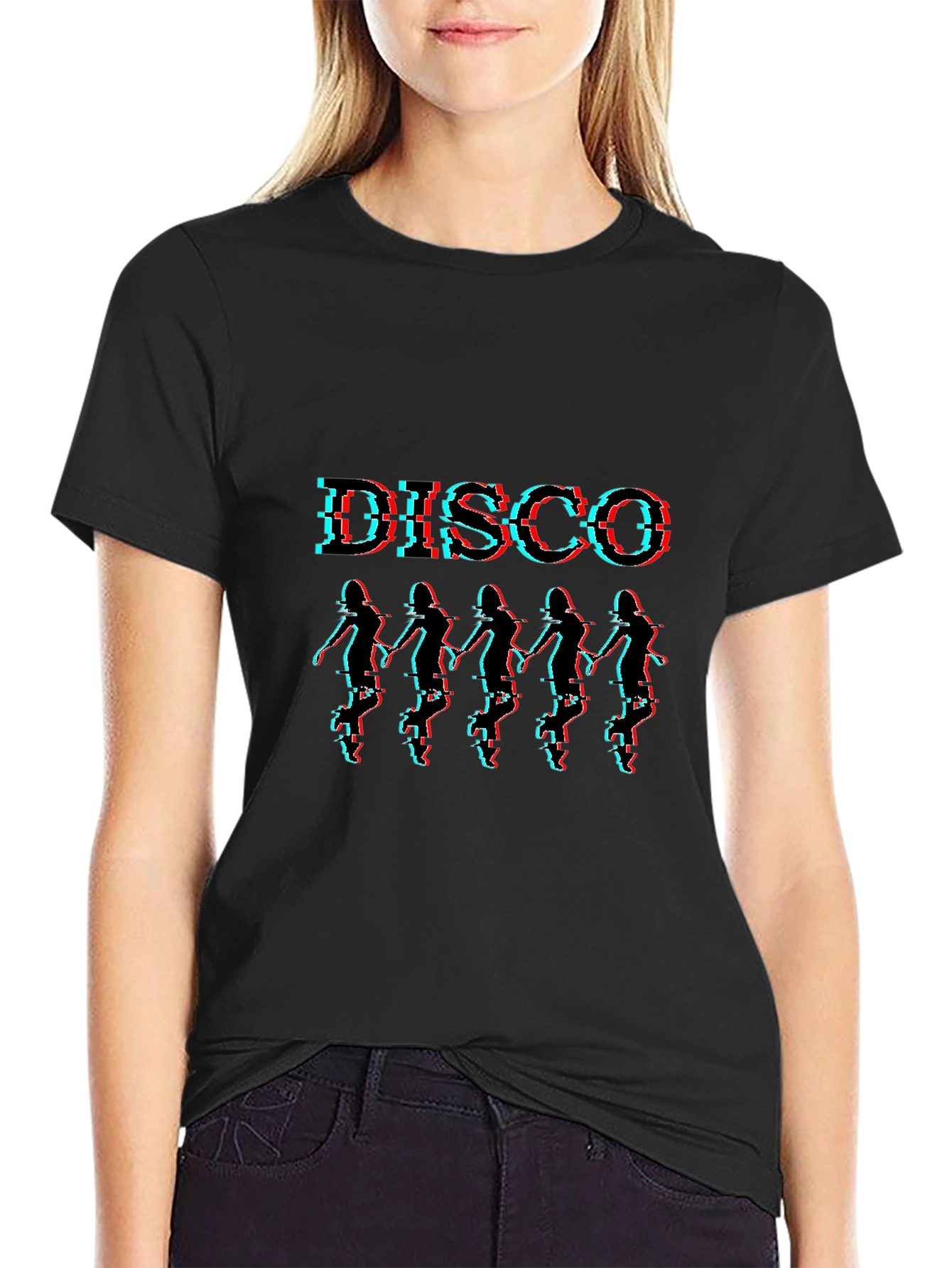 Retro Disco Dancer Graphic Tee - Black