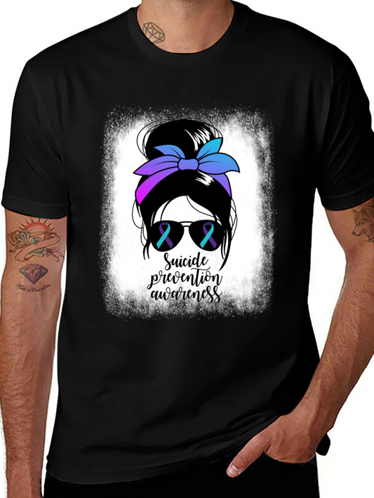 Suicide Prevention Awareness Messy Bun T-Shirt
