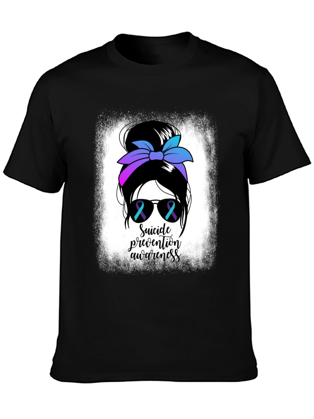 Suicide Prevention Awareness Messy Bun T-Shirt