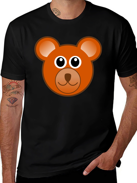 Cartoon Bear Graphic Tee - Black