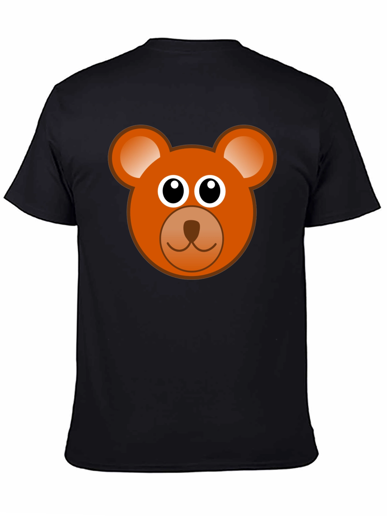 Cartoon Bear Graphic Tee - Black