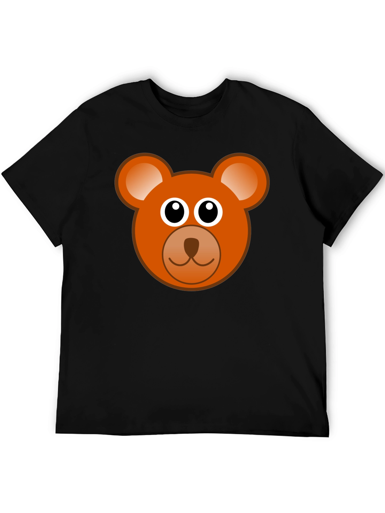 Cartoon Bear Graphic Tee - Black