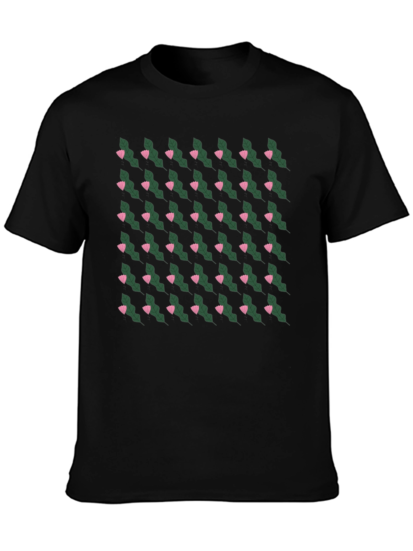 Floral Patterned Black T-Shirt