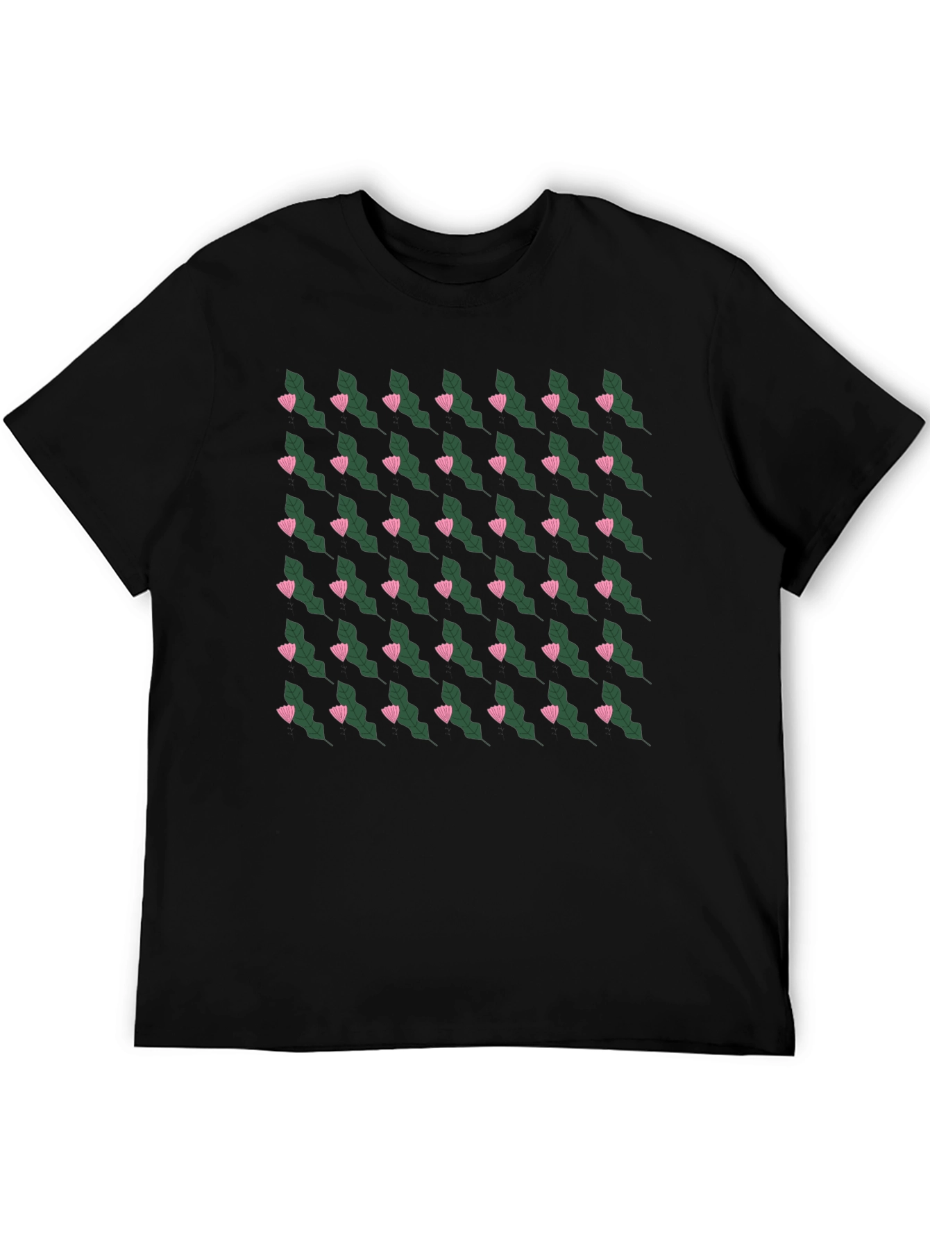 Floral Patterned Black T-Shirt