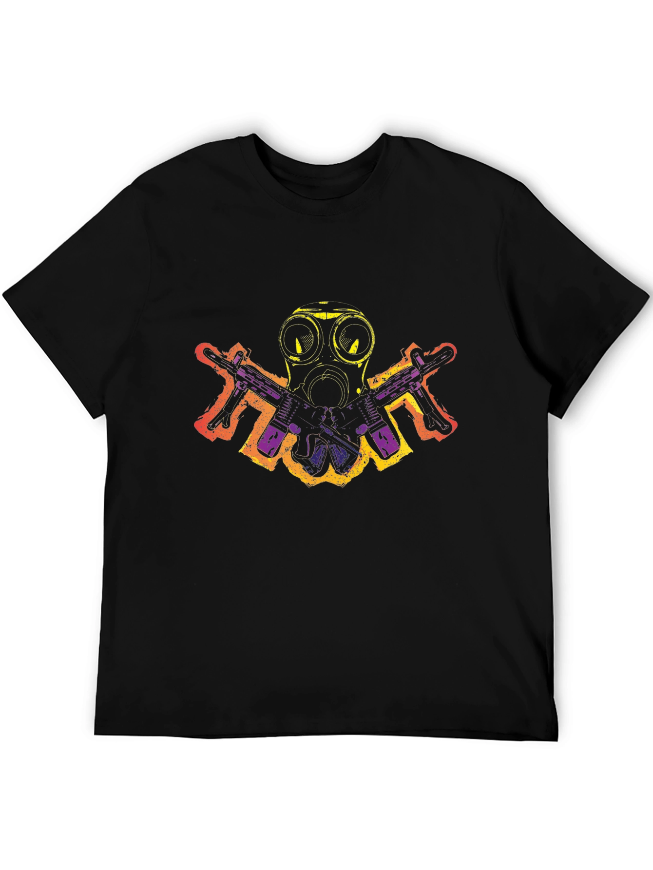 Gas Mask & Guns Graphic Black T-Shirt