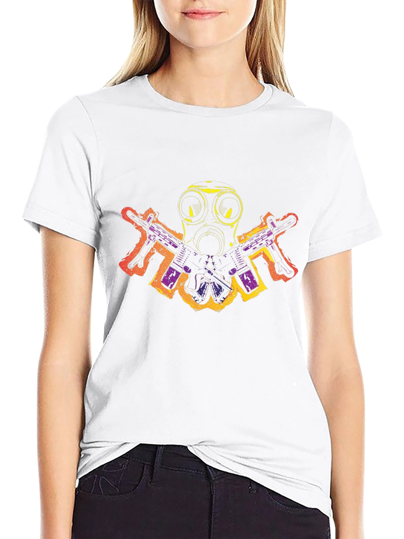 Gas Mask & Guns Graphic Black T-Shirt