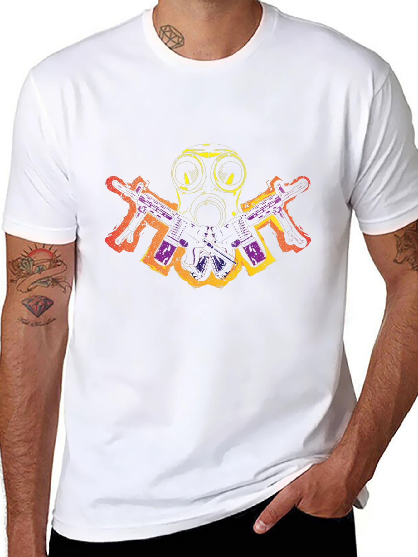 Gas Mask & Guns Graphic Black T-Shirt