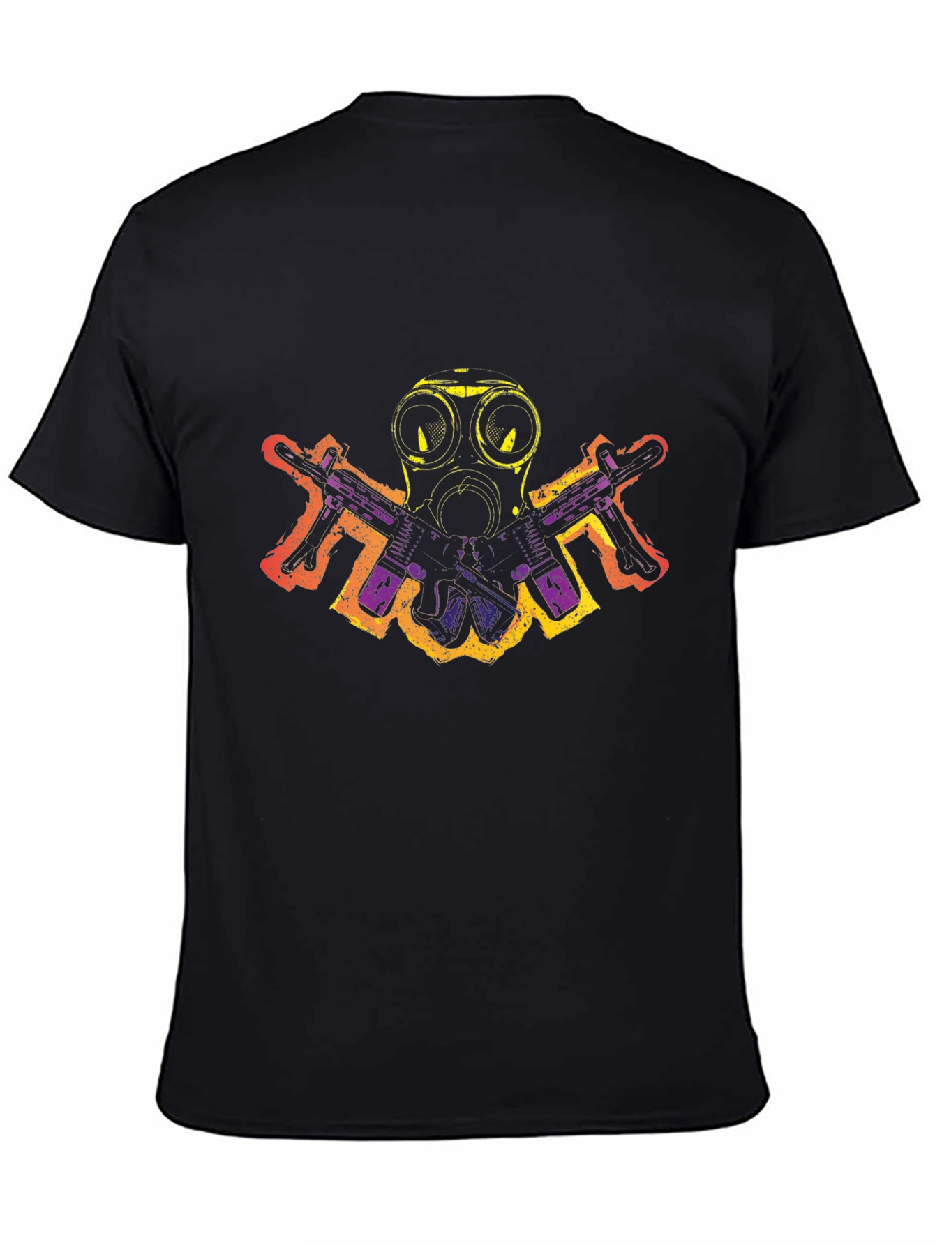 Gas Mask & Guns Graphic Black T-Shirt