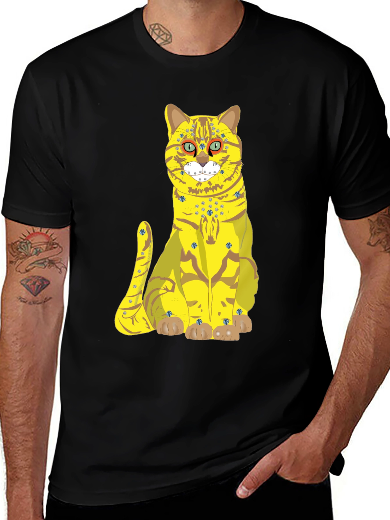 Funky Cat Graphic Tee - Black