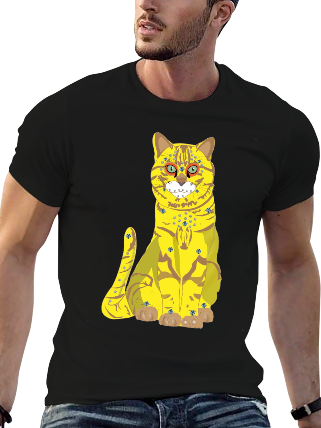 Funky Cat Graphic Tee - Black