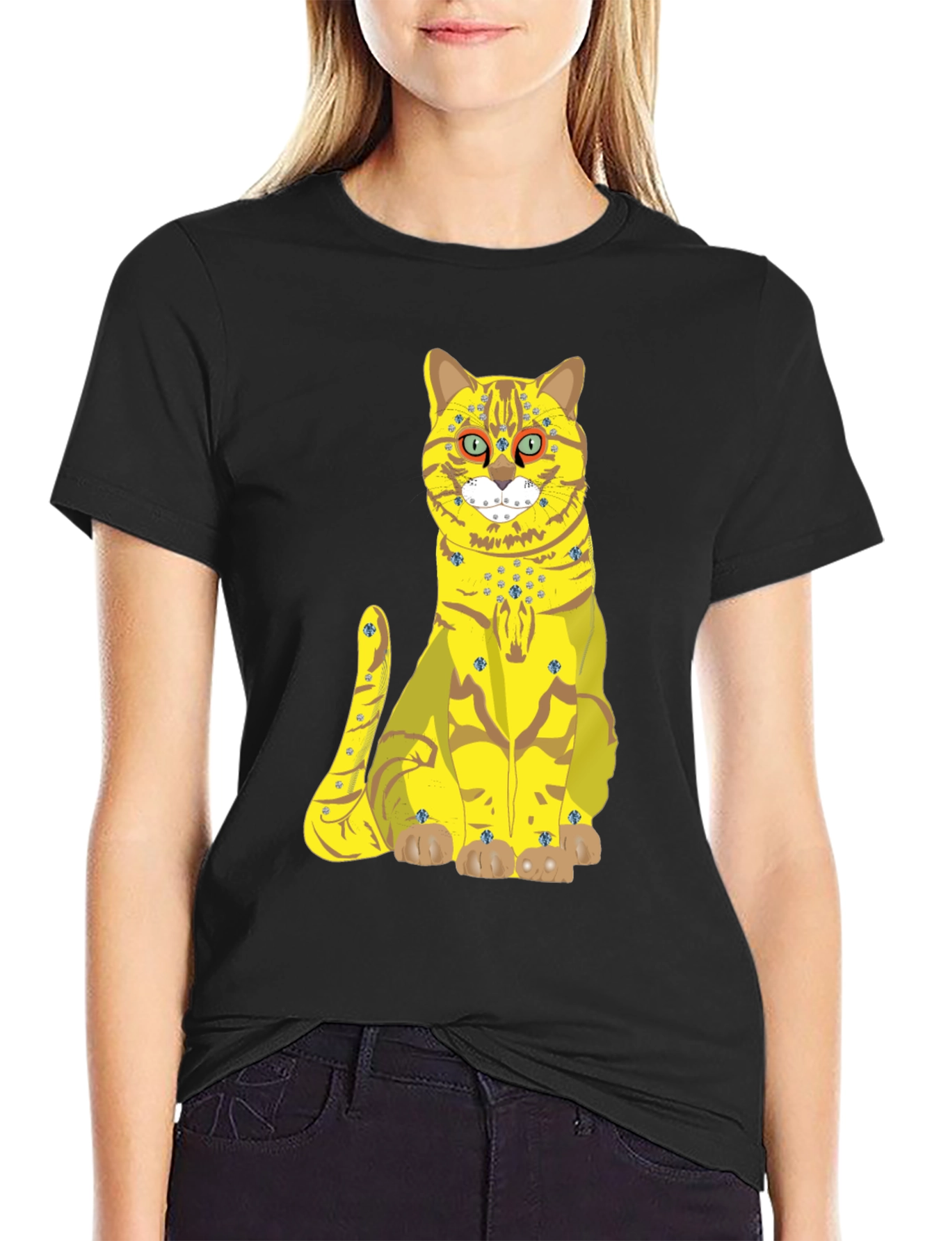 Funky Cat Graphic Tee - Black