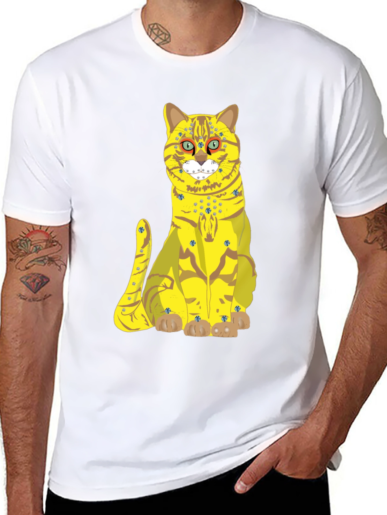 Funky Cat Graphic Tee - Black