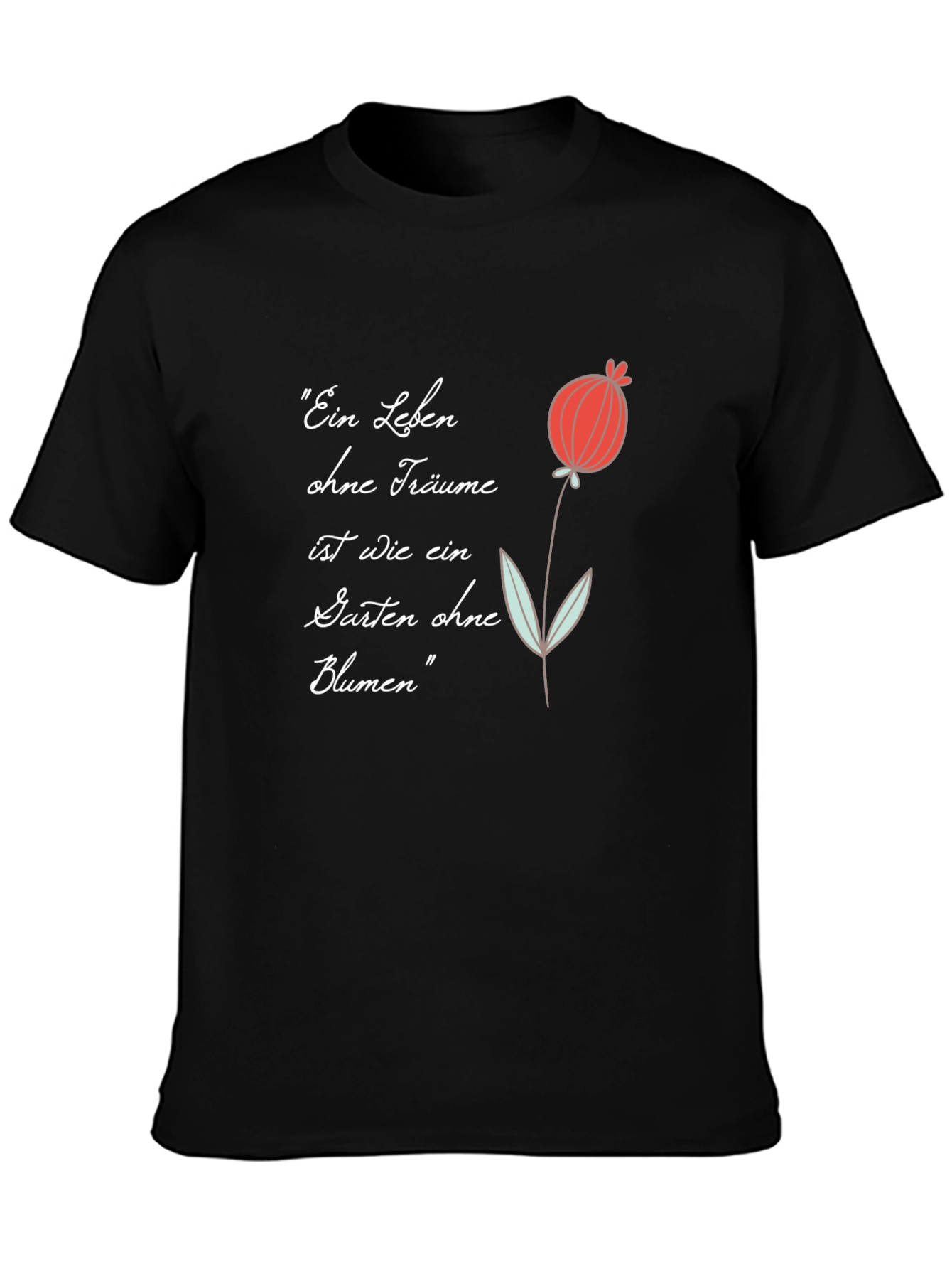 Poppy Flower Graphic Black T-Shirt