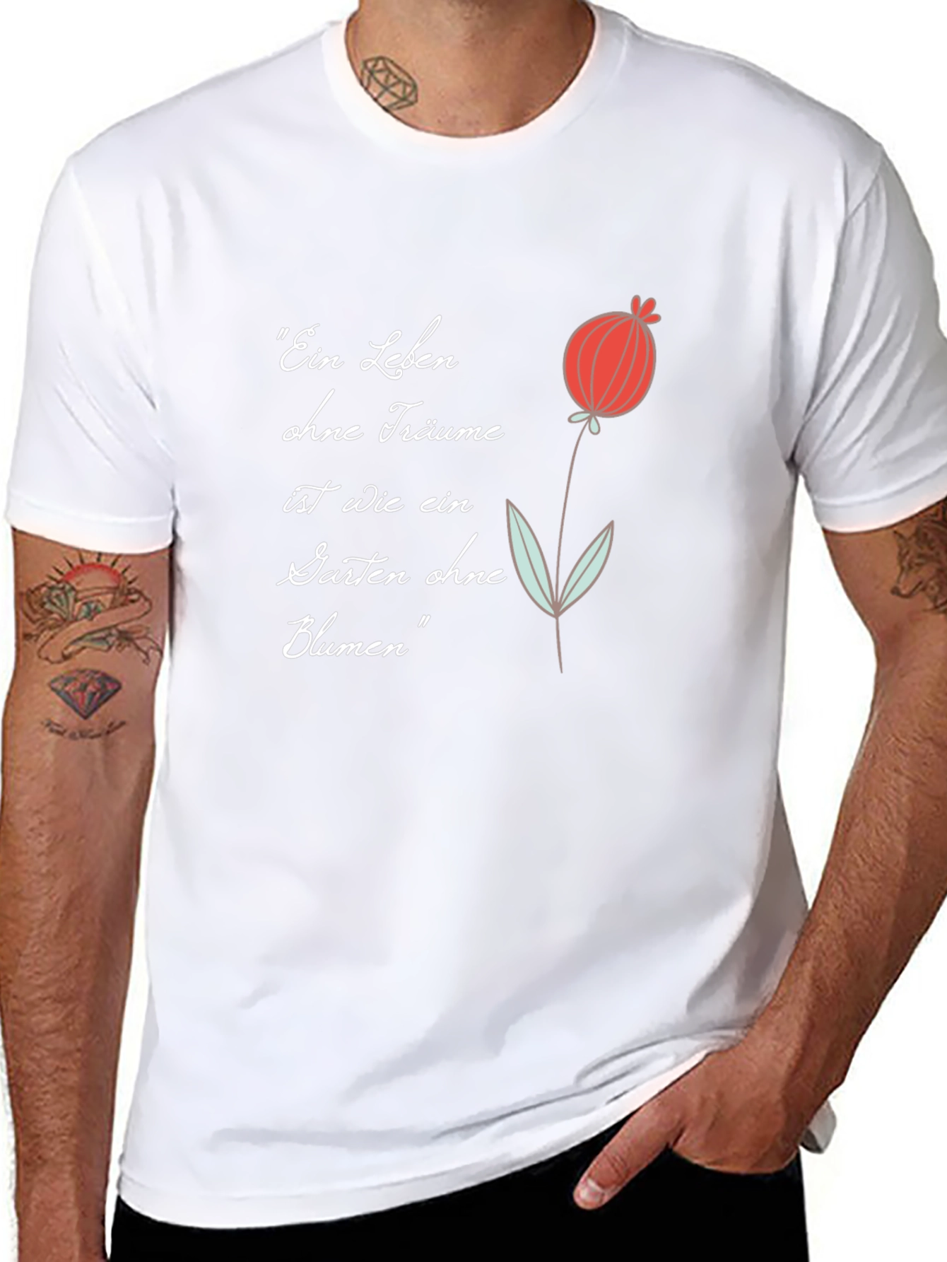 Poppy Flower Graphic Black T-Shirt