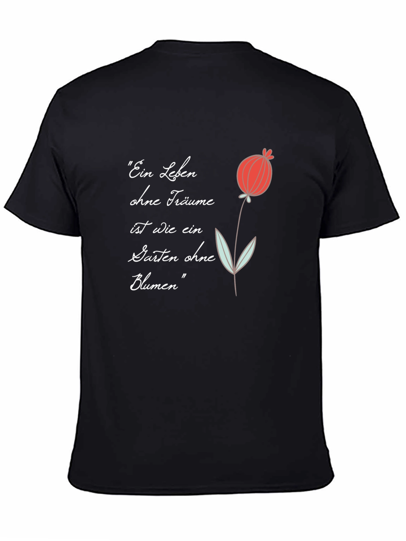 Poppy Flower Graphic Black T-Shirt