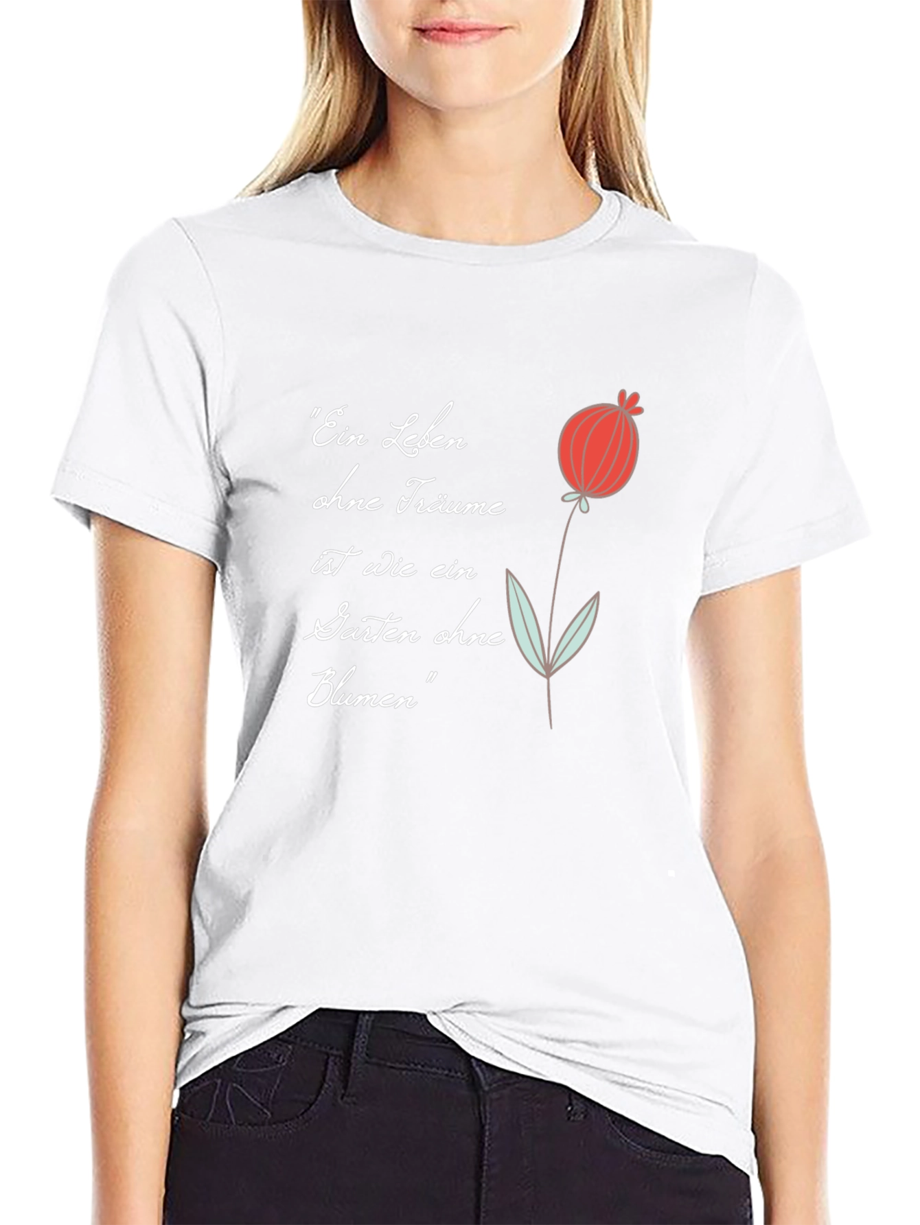 Poppy Flower Graphic Black T-Shirt