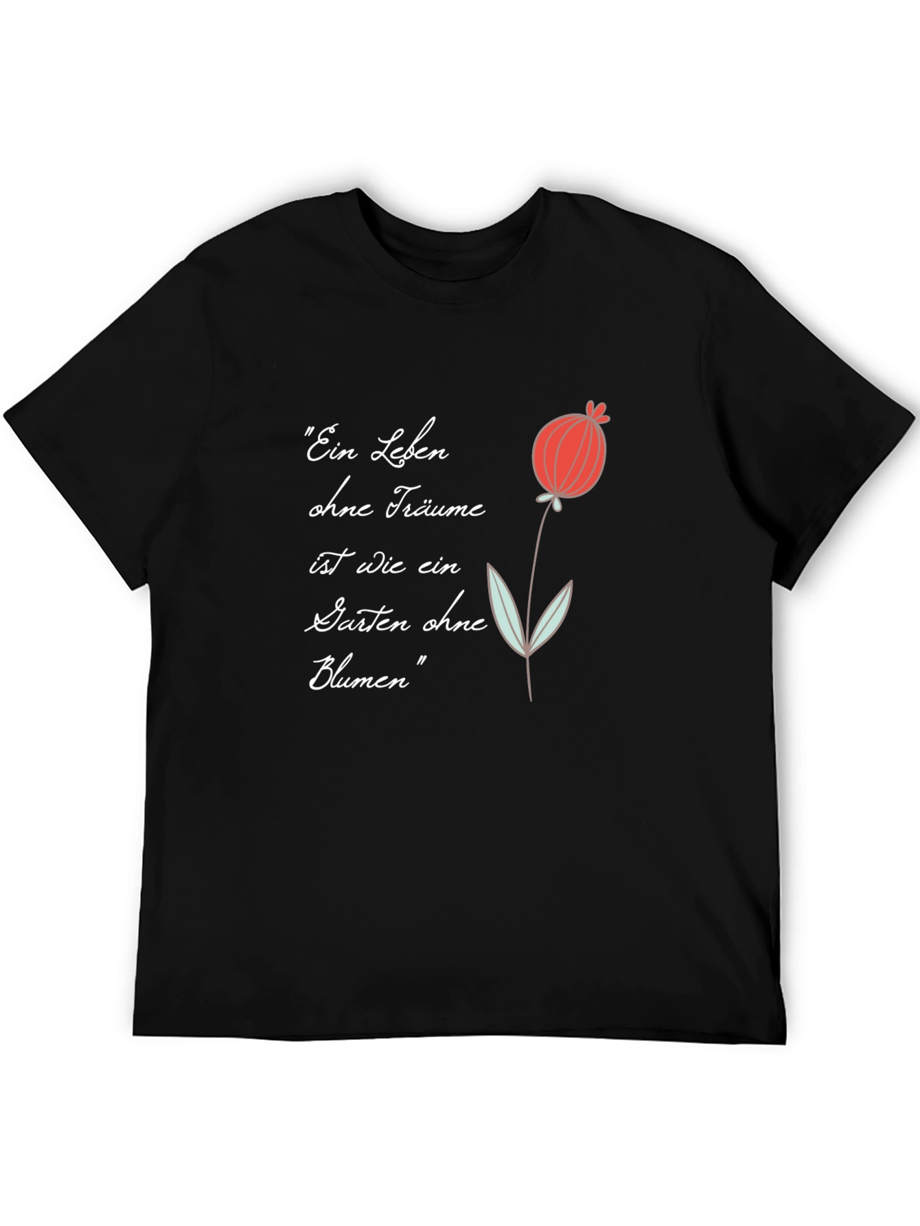 Poppy Flower Graphic Black T-Shirt