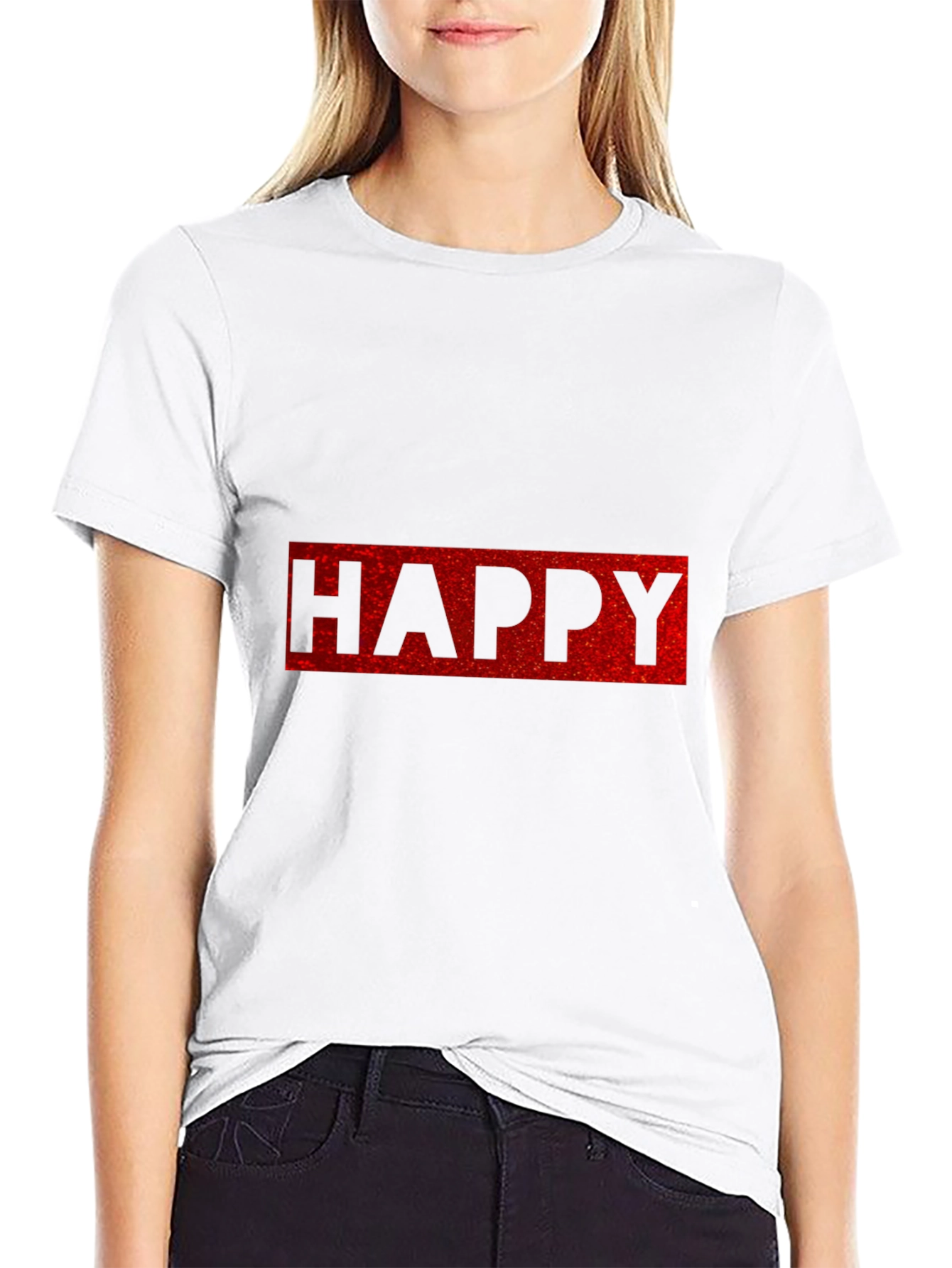 Happy Graphic Tee - Casual Cotton Blend T-Shirt