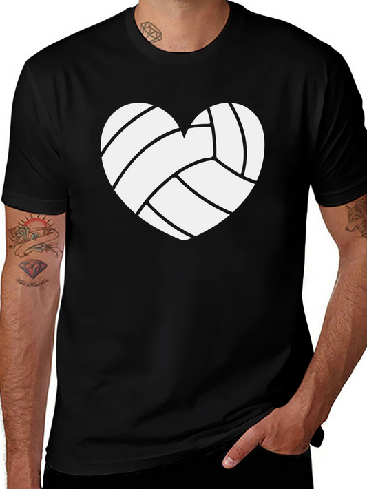 Volleyball Heart Graphic Tee - Black Cotton T-Shirt