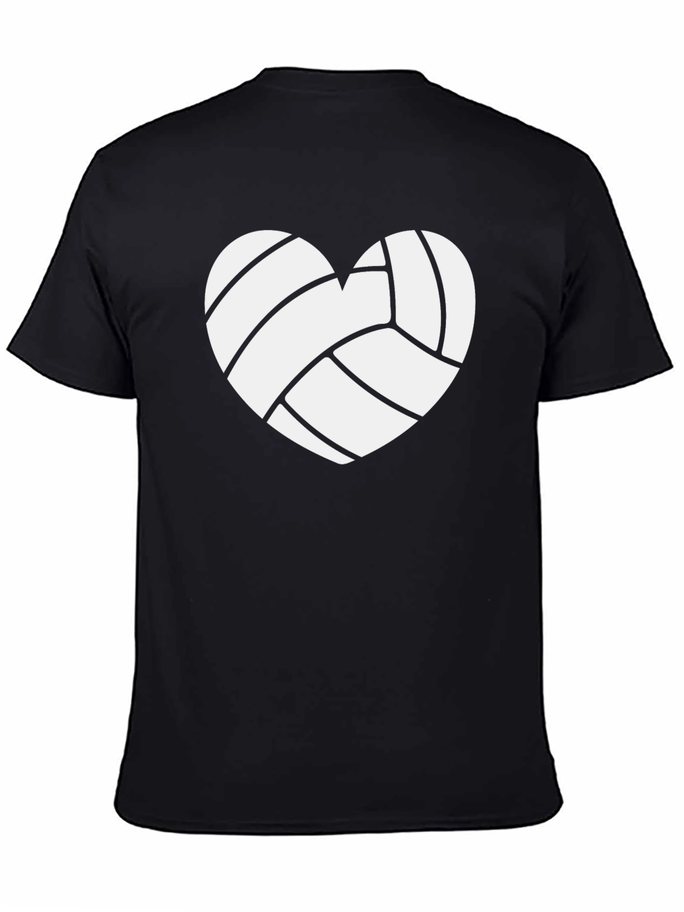 Volleyball Heart Graphic Tee - Black Cotton T-Shirt
