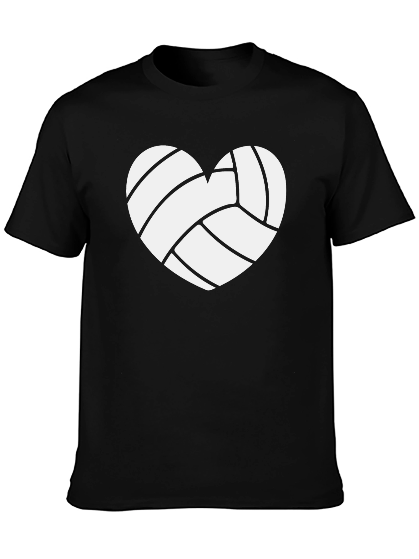 Volleyball Heart Graphic Tee - Black Cotton T-Shirt