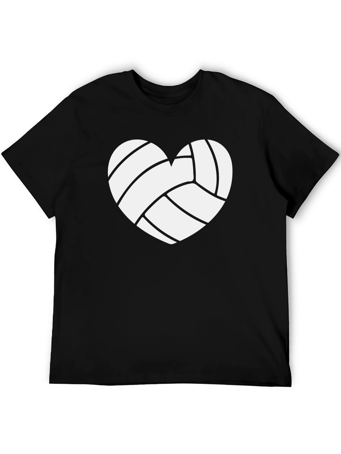 Volleyball Heart Graphic Tee - Black Cotton T-Shirt