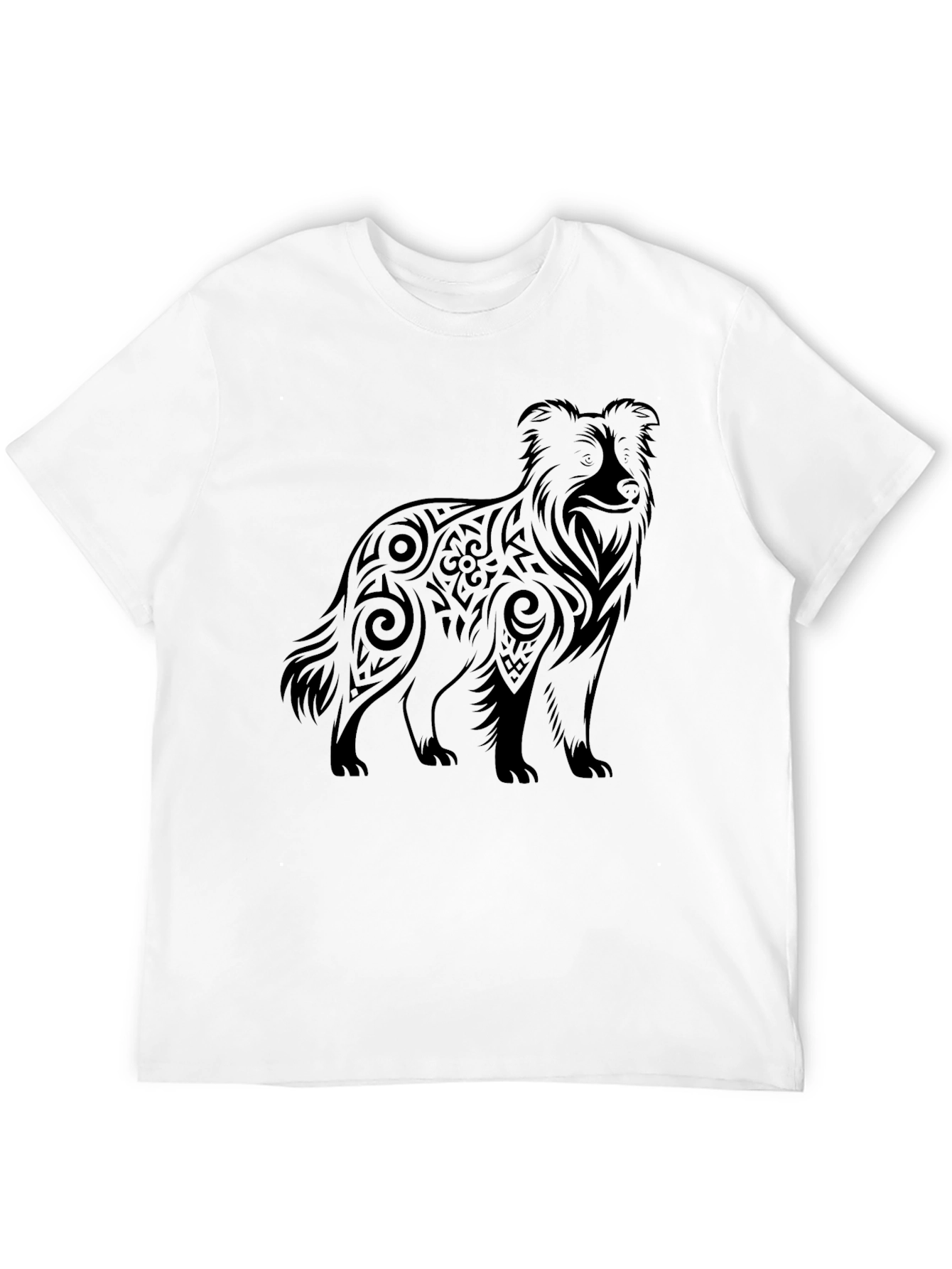 Tribal Dog Graphic Tee - Mens Black T-Shirt