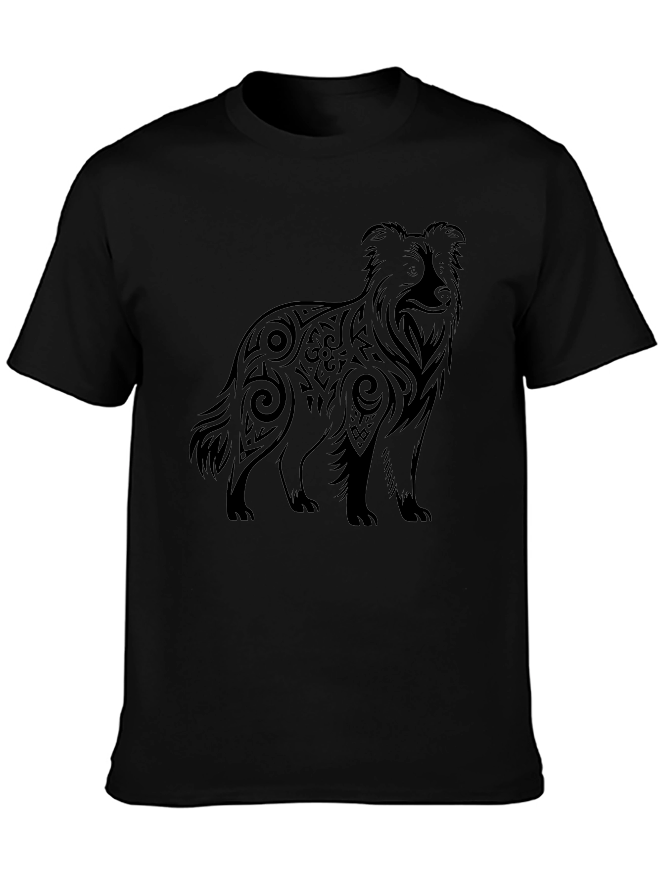 Tribal Dog Graphic Tee - Mens Black T-Shirt