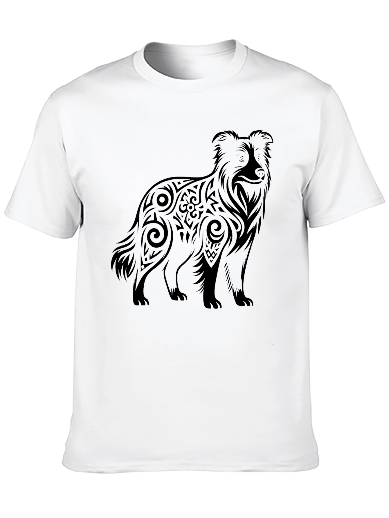 Tribal Dog Graphic Tee - Mens Black T-Shirt