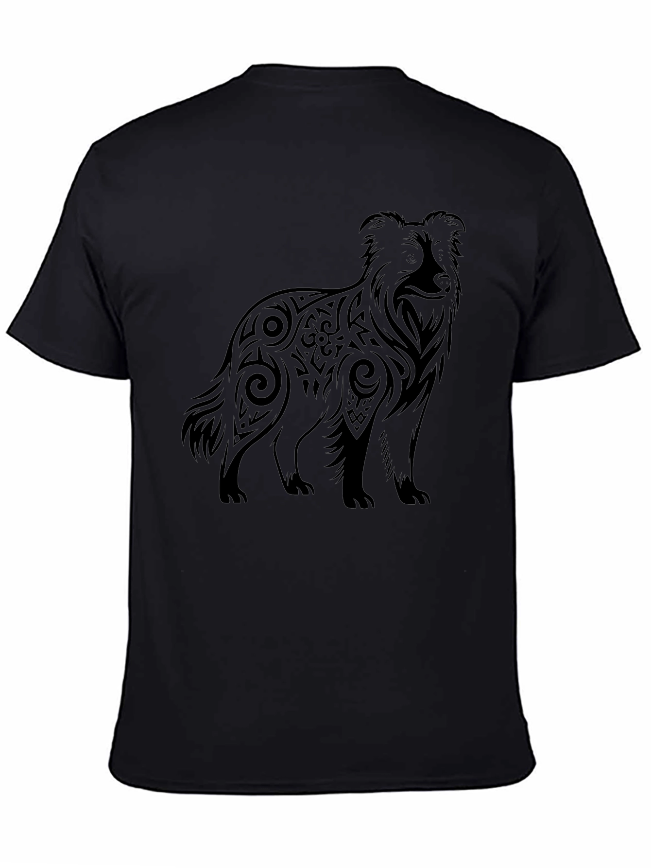 Tribal Dog Graphic Tee - Mens Black T-Shirt