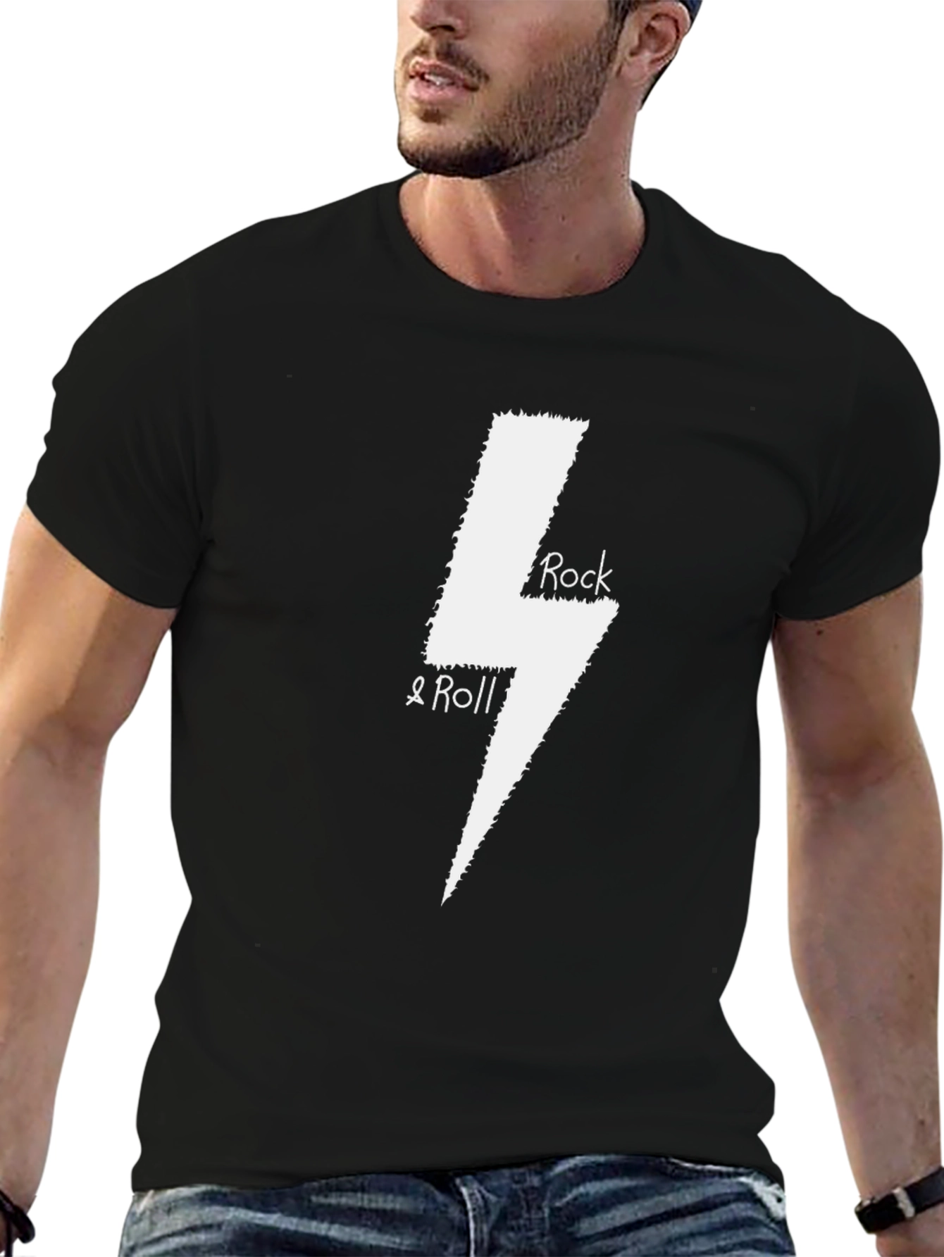 Rock & Roll Lightning Bolt Black T-Shirt