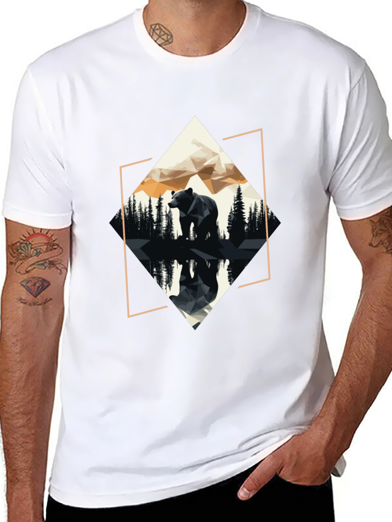Geometric Bear Graphic T-Shirt