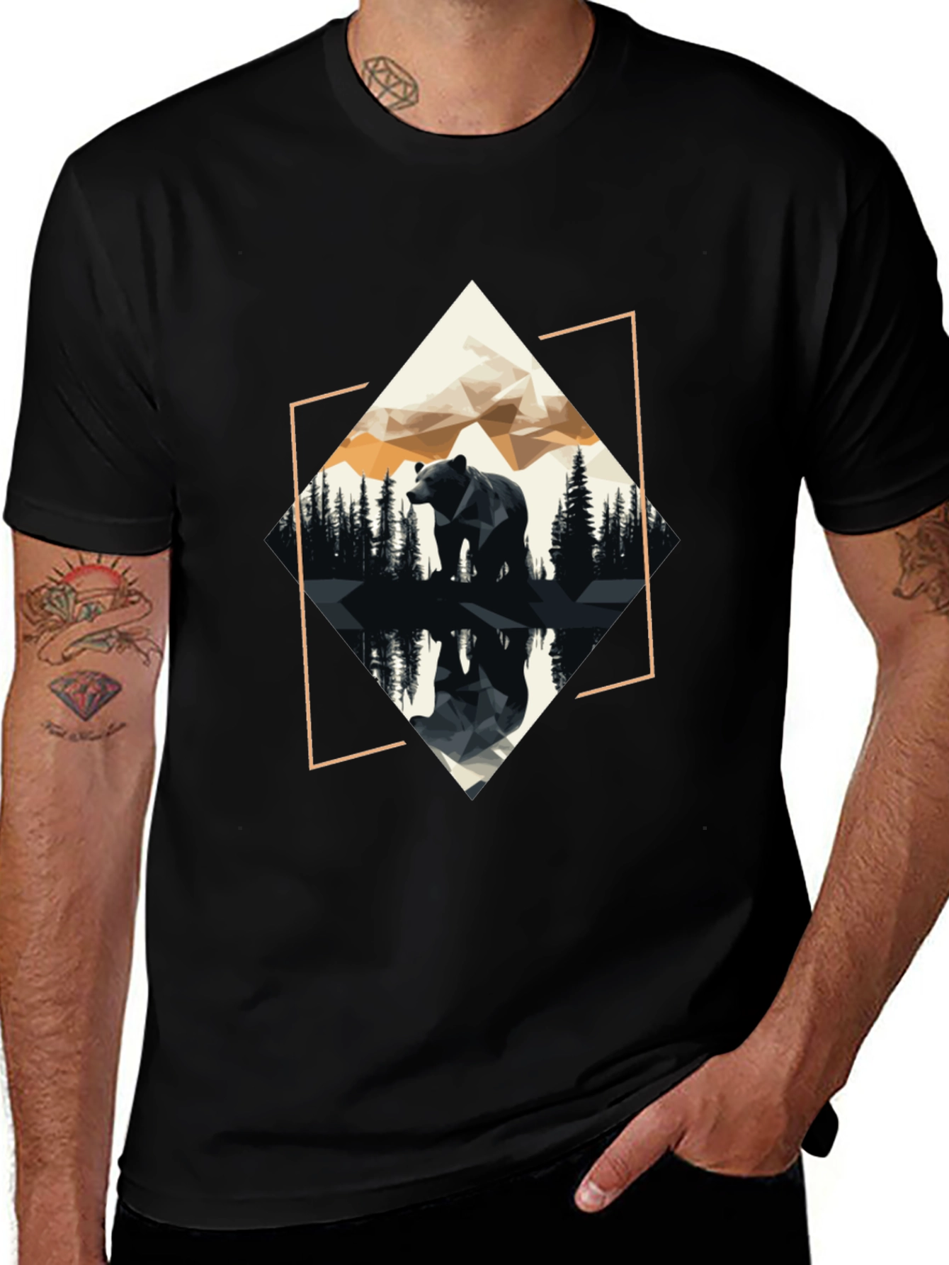 Geometric Bear Graphic T-Shirt