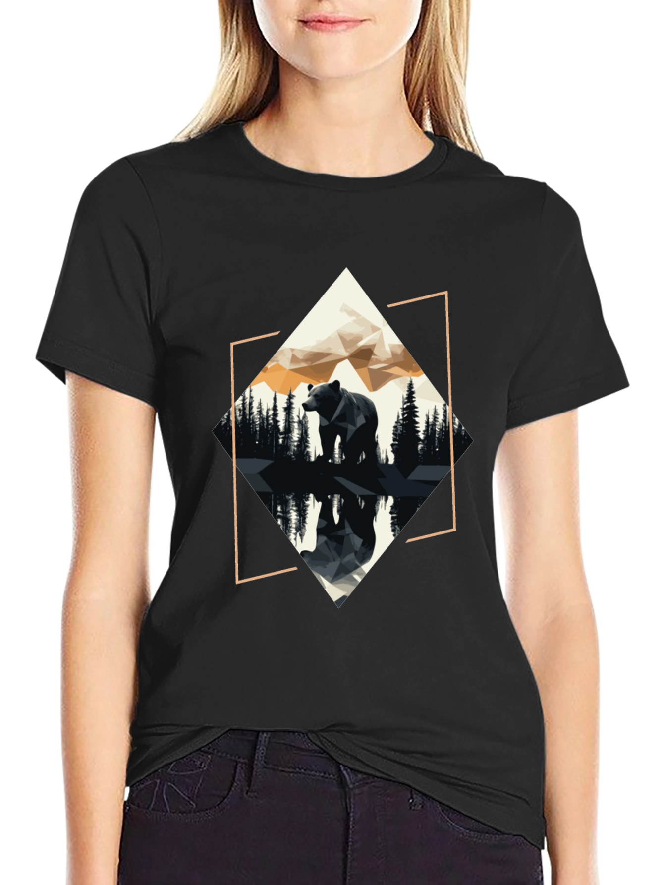 Geometric Bear Graphic T-Shirt