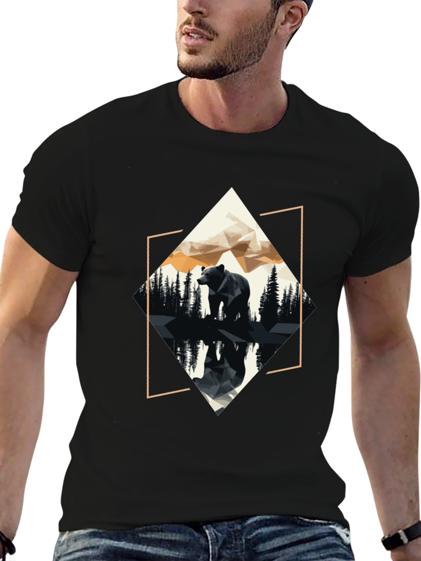 Geometric Bear Graphic T-Shirt
