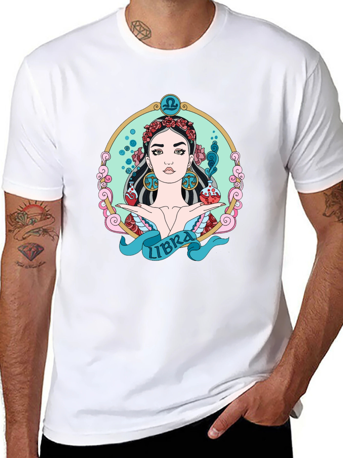 Libra Zodiac Graphic T-Shirt - Black Cotton Tee