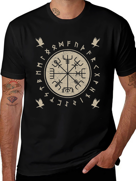 Vegvisir Compass Viking T-Shirt - Nordic Rune Guidance Tee