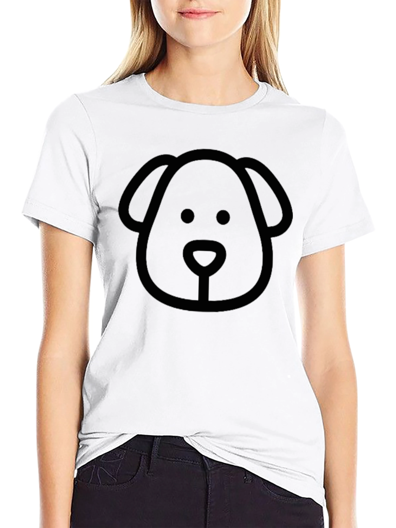 Dog Outline Graphic Tee - Casual Black T-Shirt