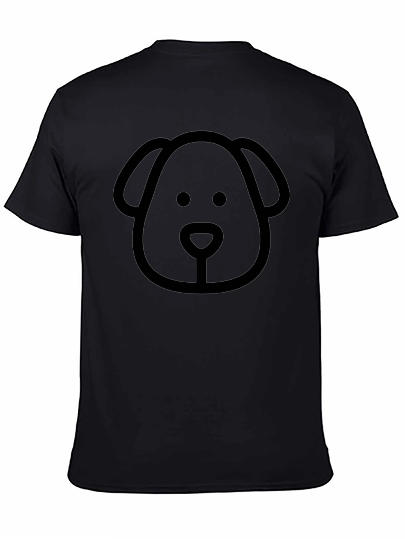 Dog Outline Graphic Tee - Casual Black T-Shirt
