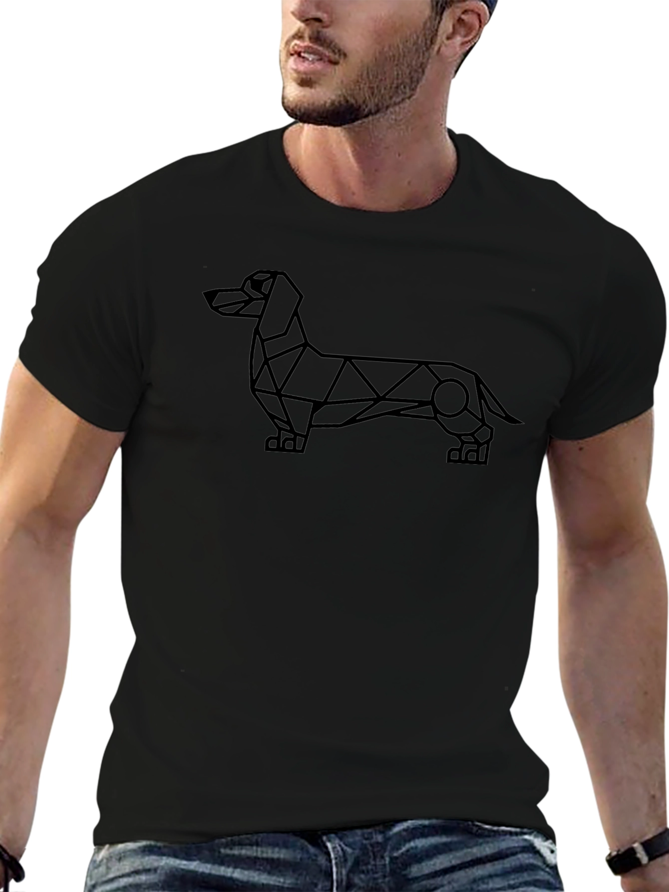 Geometric Dachshund Graphic T-Shirt - Modern Wiener Dog Tee