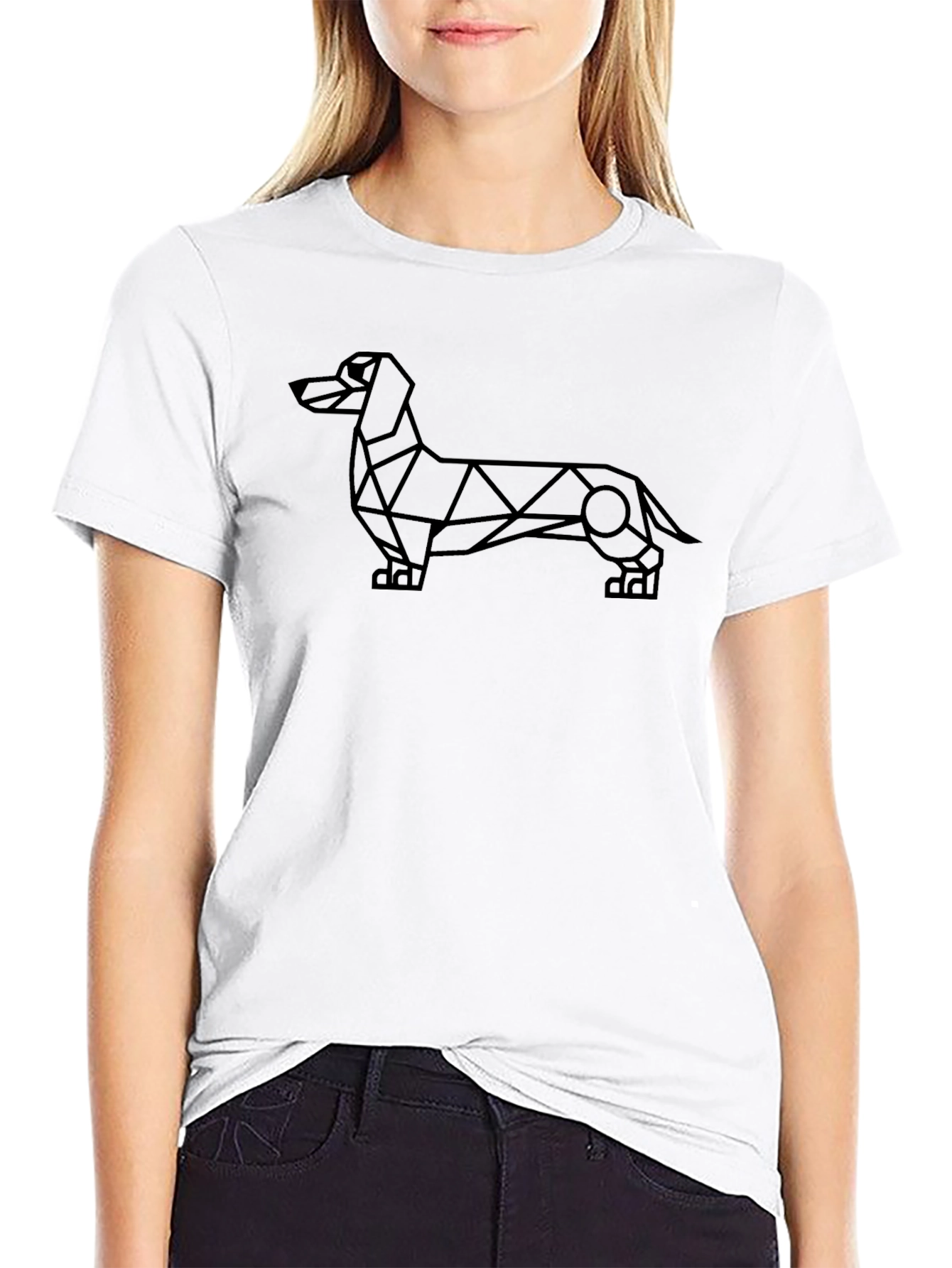 Geometric Dachshund Graphic T-Shirt - Modern Wiener Dog Tee