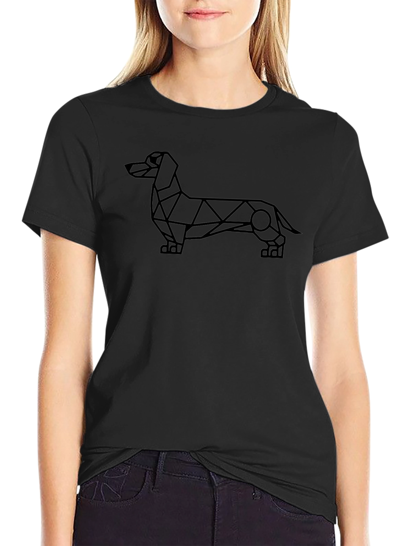 Geometric Dachshund Graphic T-Shirt - Modern Wiener Dog Tee