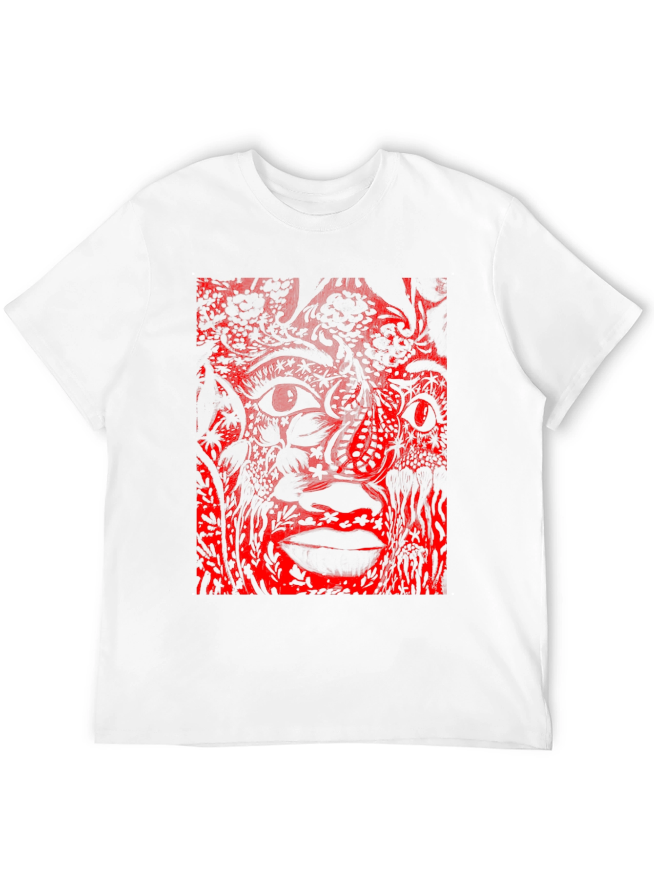 Abstract Red Print Black T-Shirt