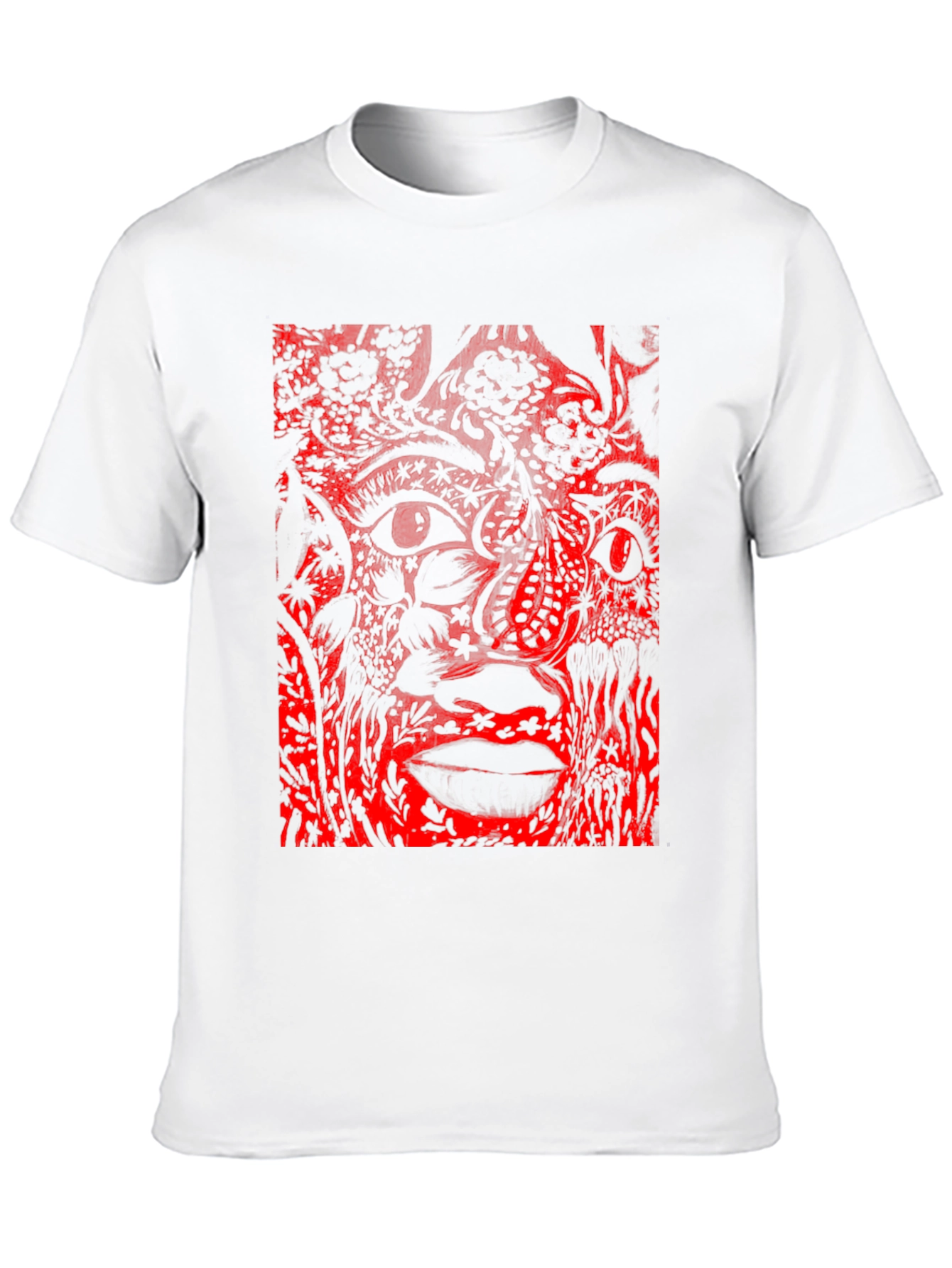 Abstract Red Print Black T-Shirt