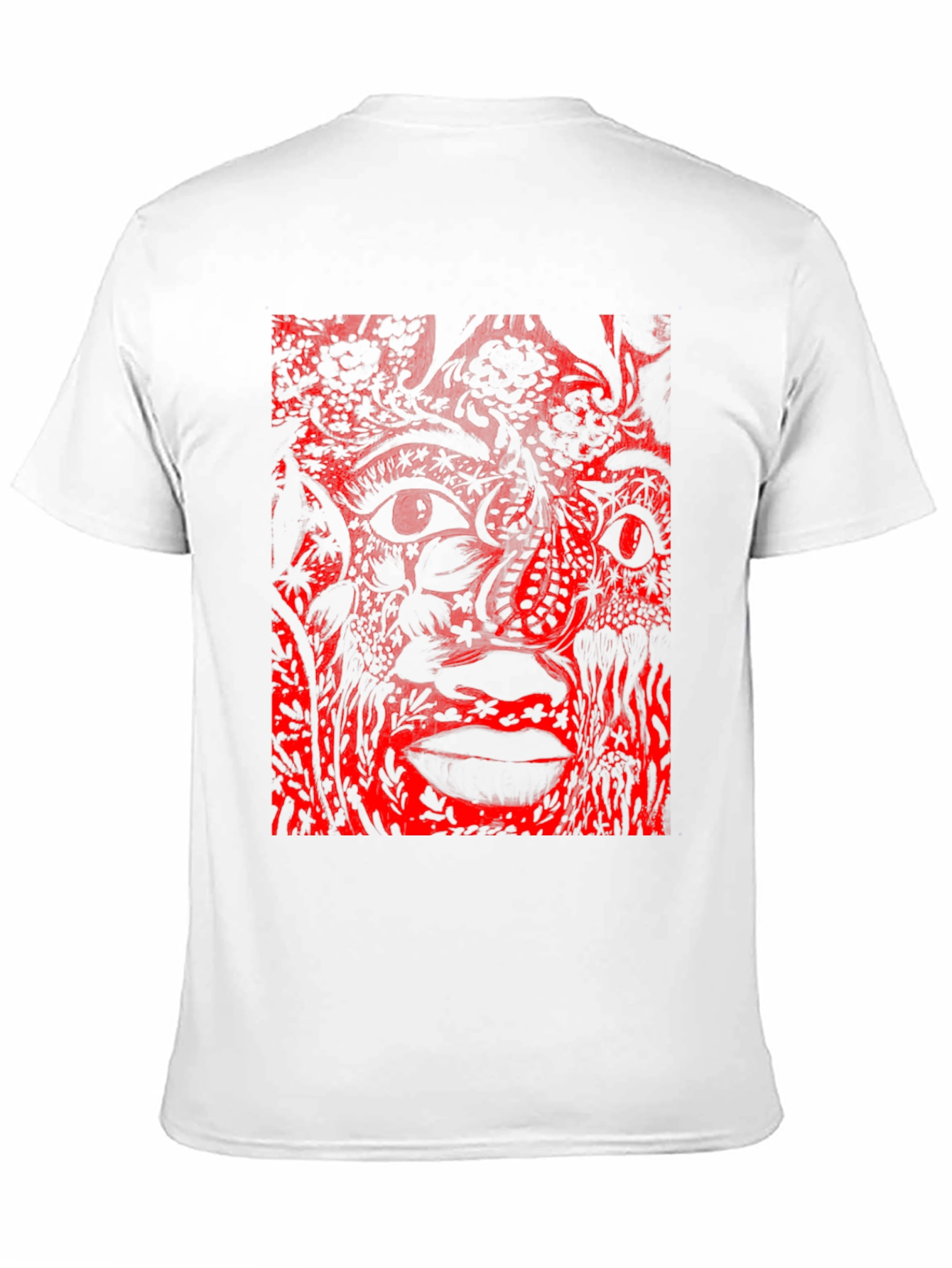 Abstract Red Print Black T-Shirt