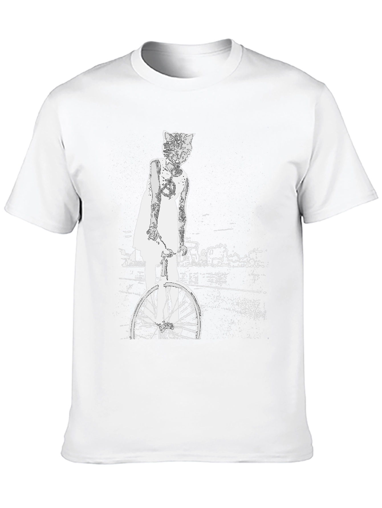 Cat Girl Bicycle Graphic T-Shirt
