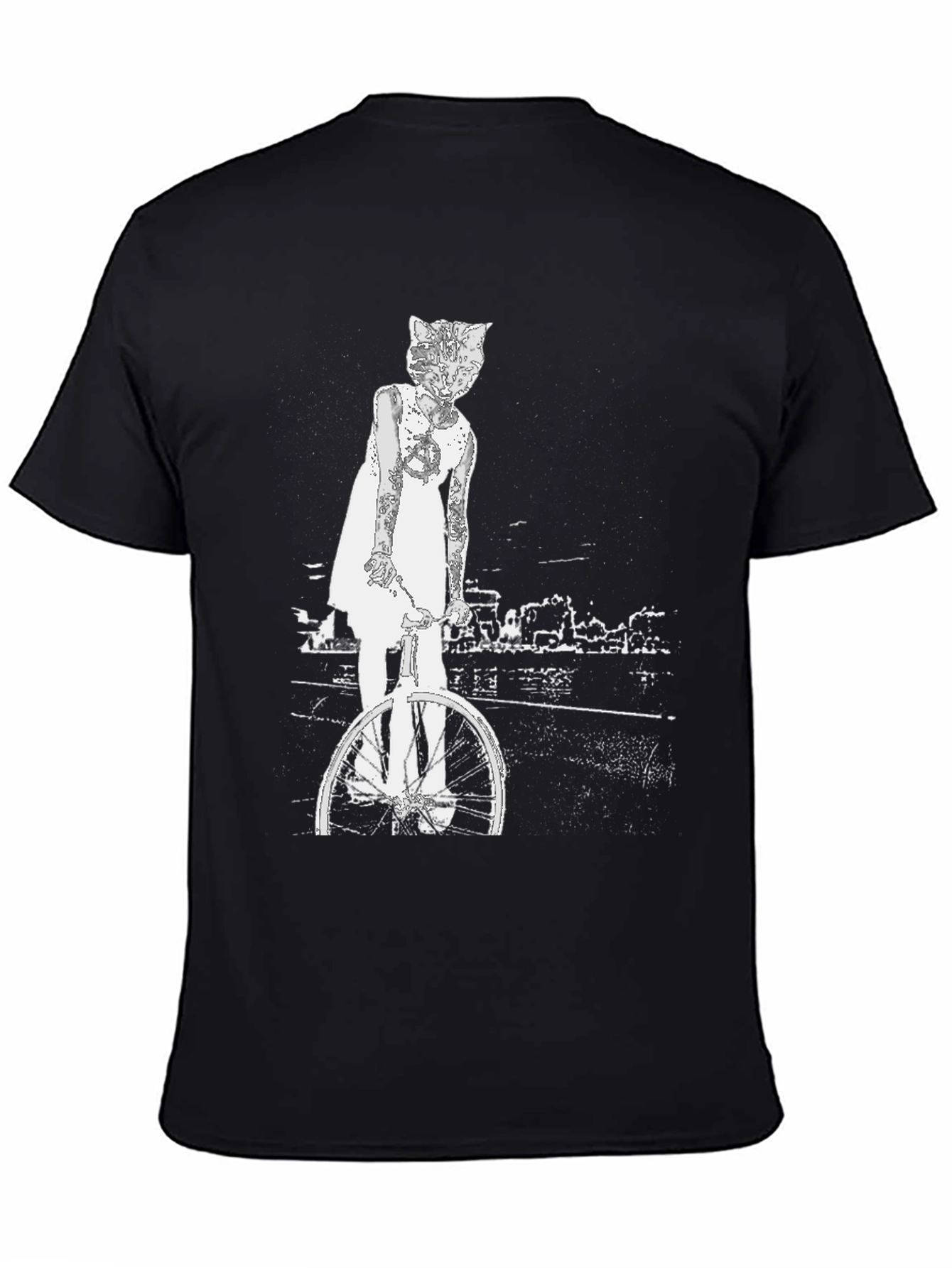 Cat Girl Bicycle Graphic T-Shirt