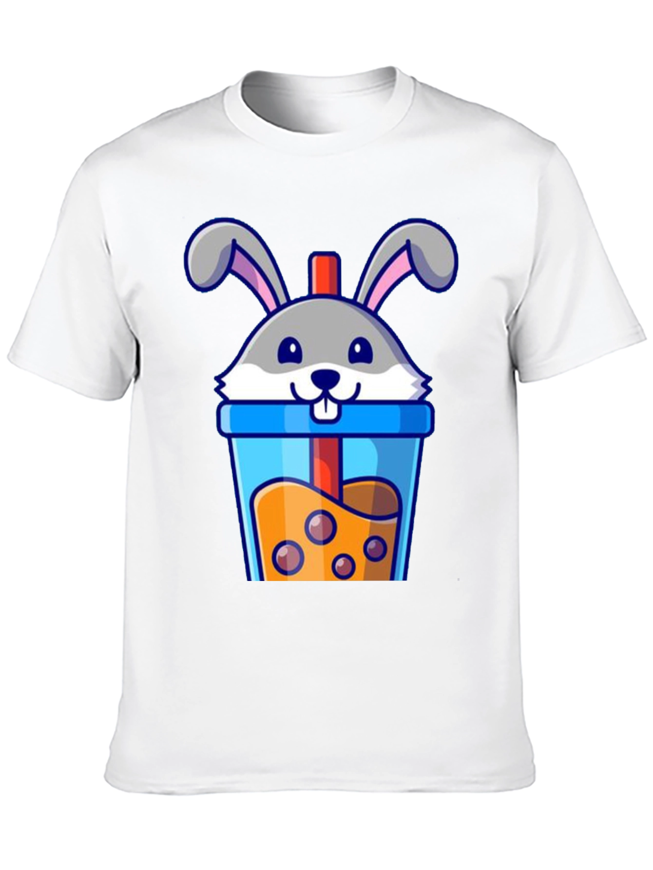 Cute Bunny Boba Tea Graphic T-Shirt